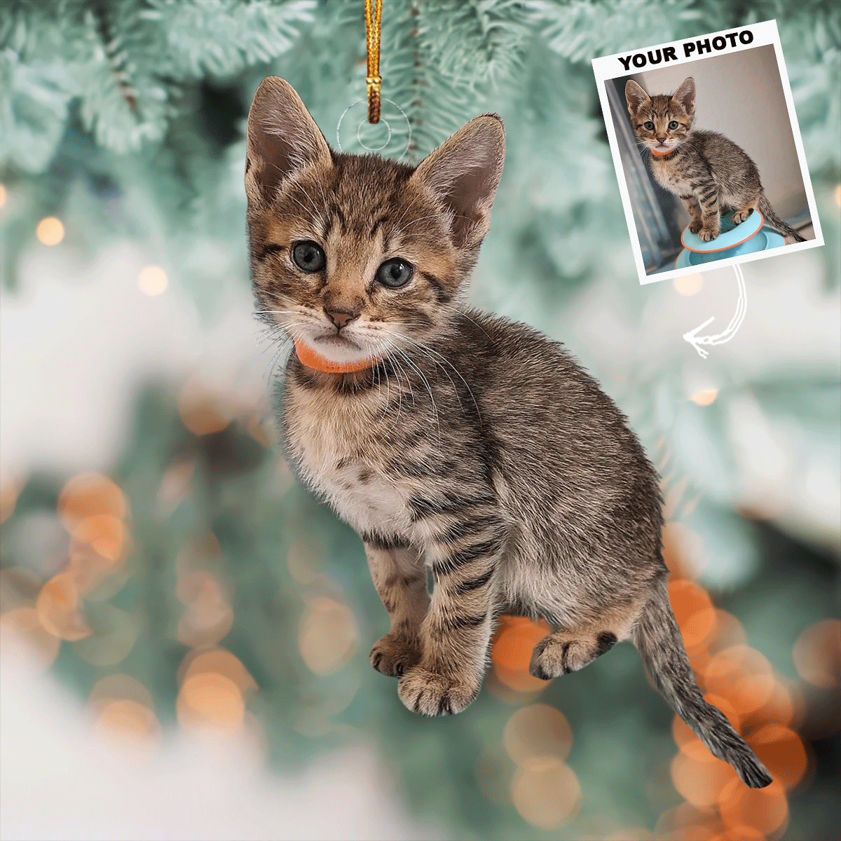 Feline Festivities Personalized Photo Mica Ornament Christmas Gift For Cat Lovers Cat