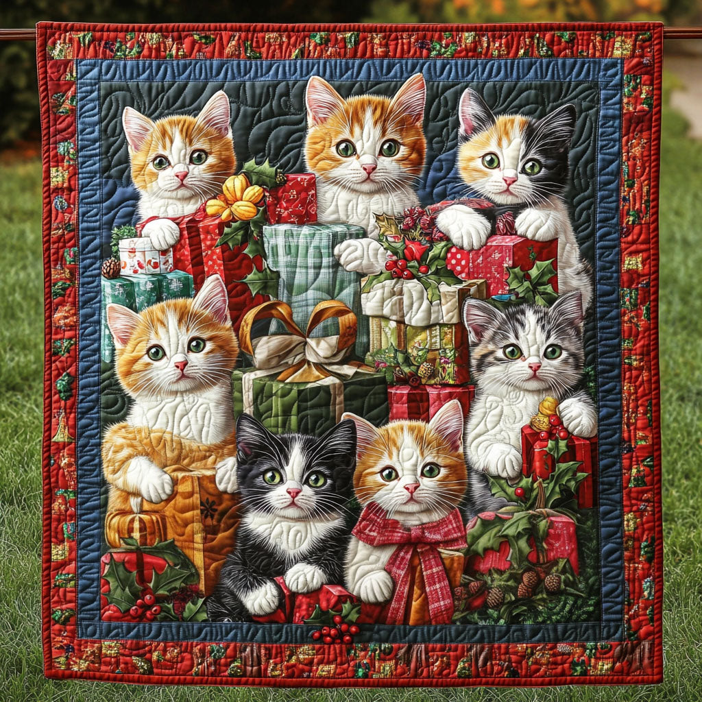 Feline Festivities Quilted Blanket Presents For Cat Lovers
