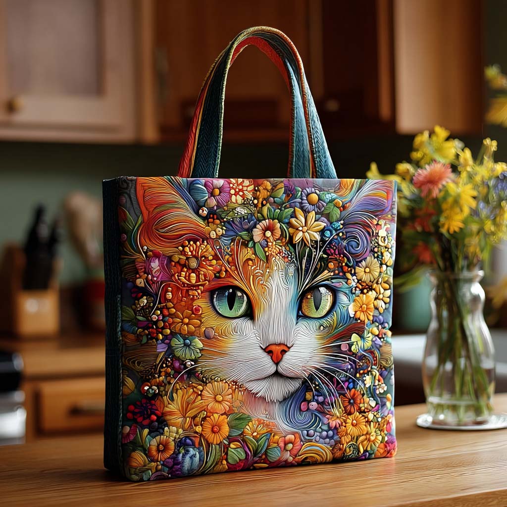 Feline Friends Quilted Tote Bag Present Ideas For Cat Lovers