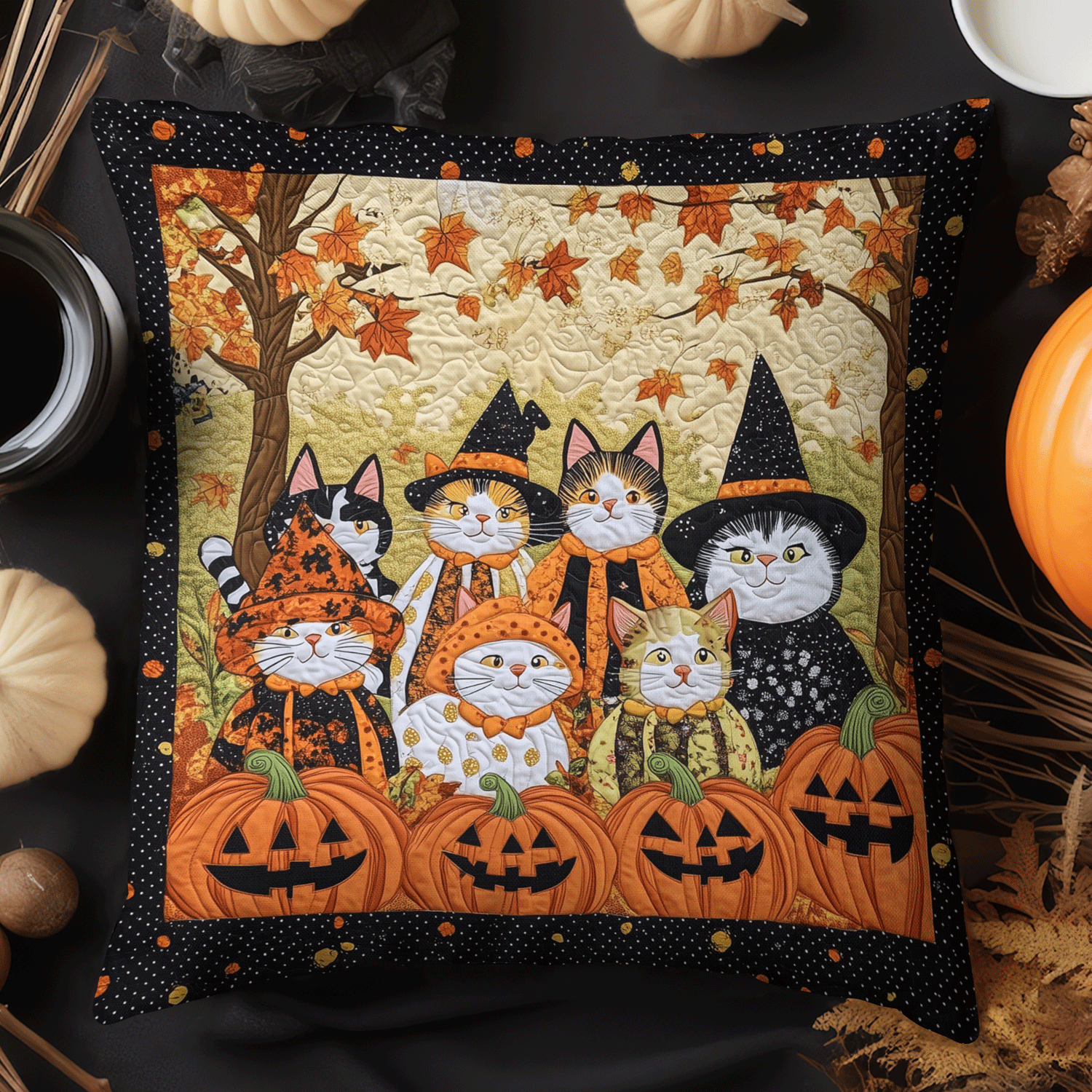 Feline Frights Pillow Case Plaid Christmas Pillow Cover