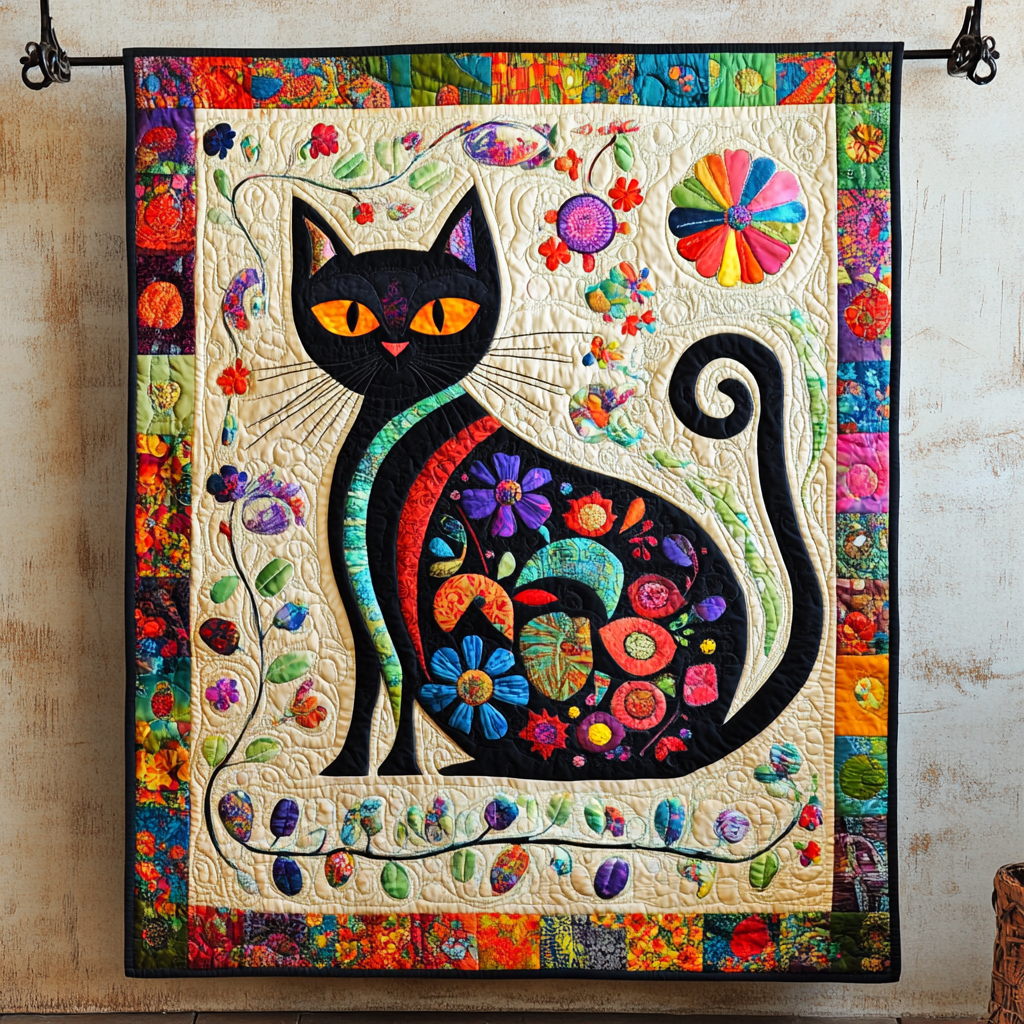 Feline Frolic Quilted Blanket Cat Christmas Gifts