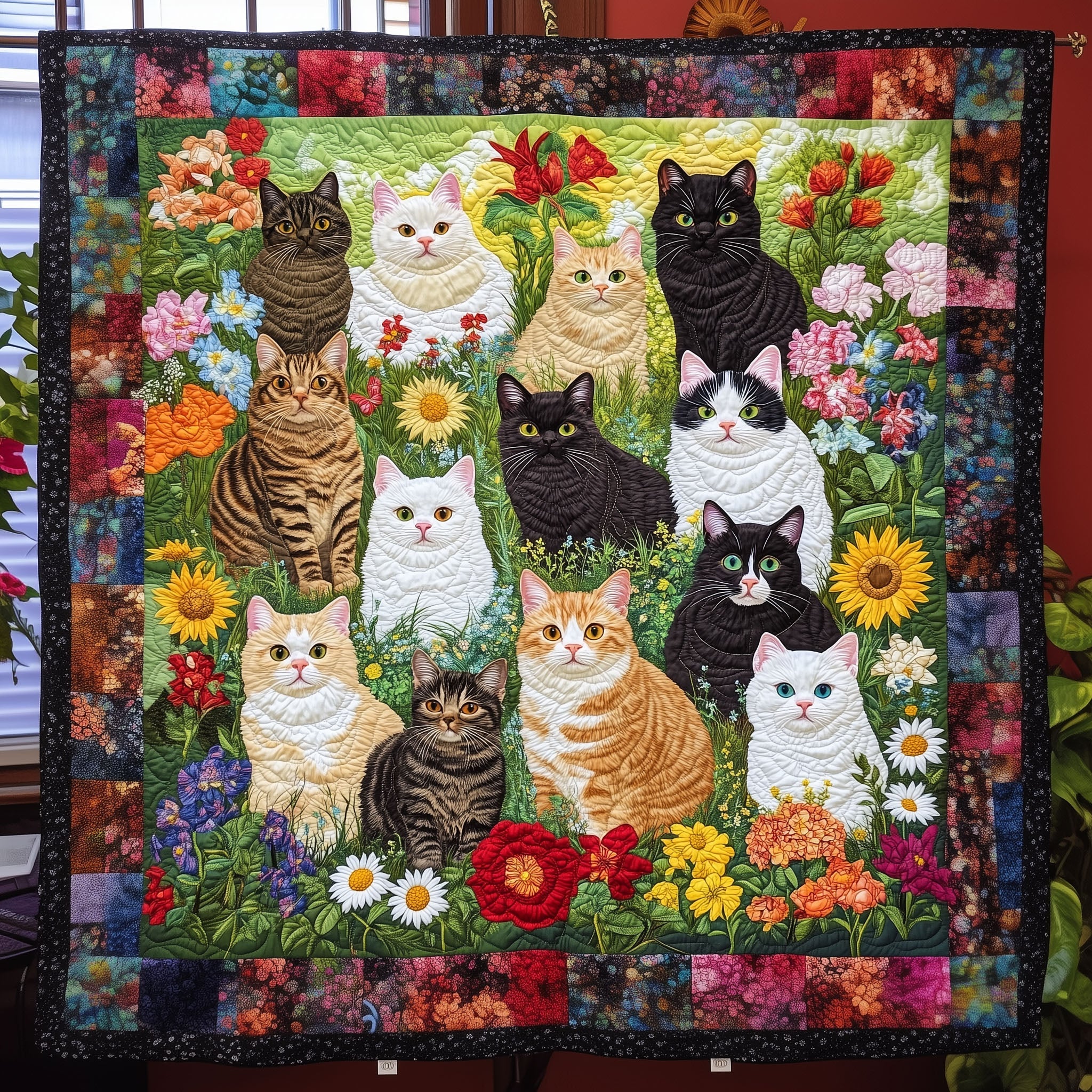 Feline Harmony Quilted Blanket Best Gifts For Cat Lovers