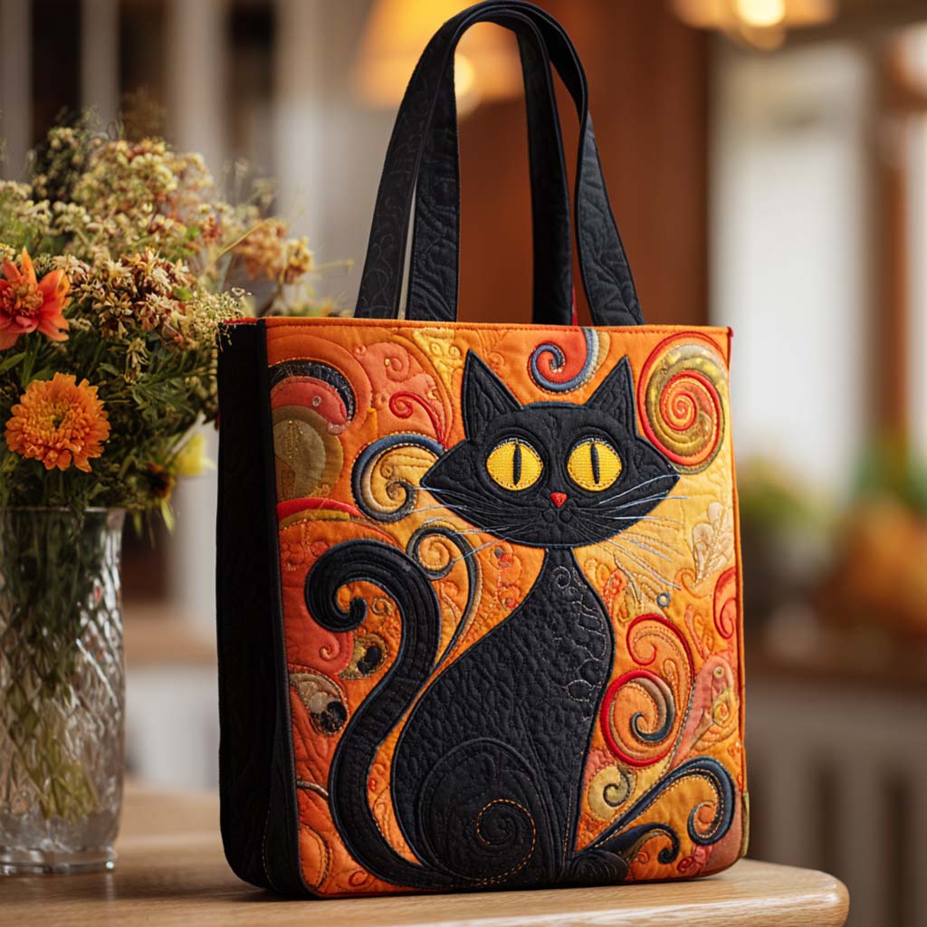 Feline Magic Quilted Tote Bag Birthday Cat Gifts