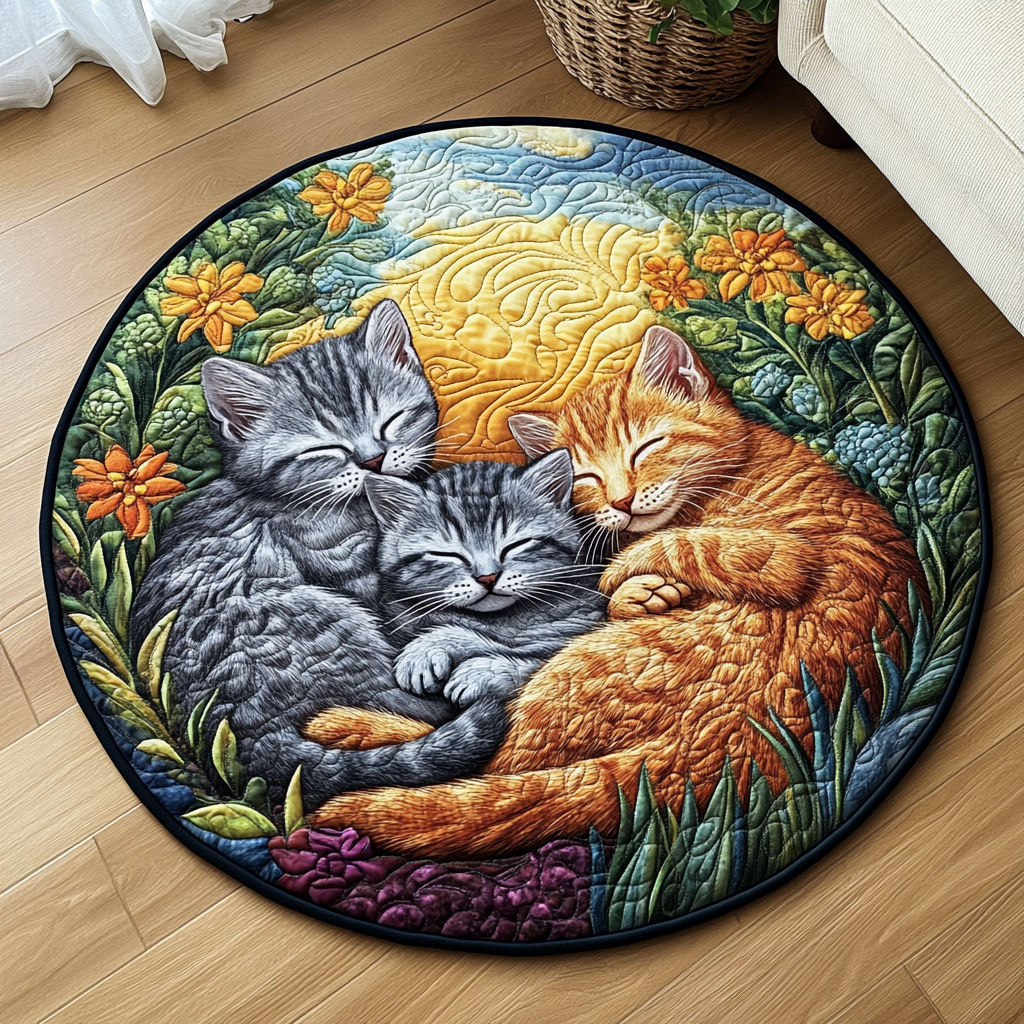 Feline Quilted Round Mat Front Entryway Ideas Cat Christmas Items