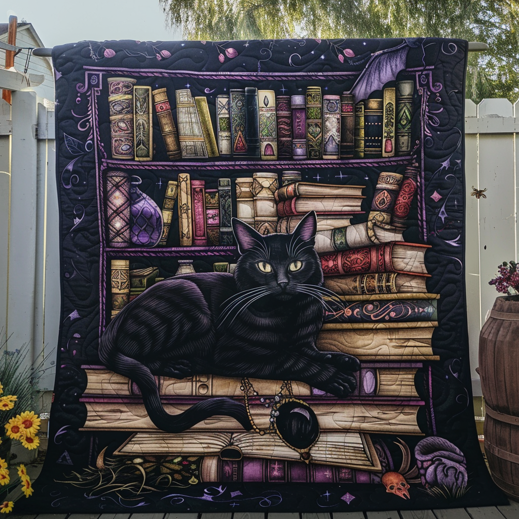 Feline Scholar Quilted Blanket Cat Christmas Gifts