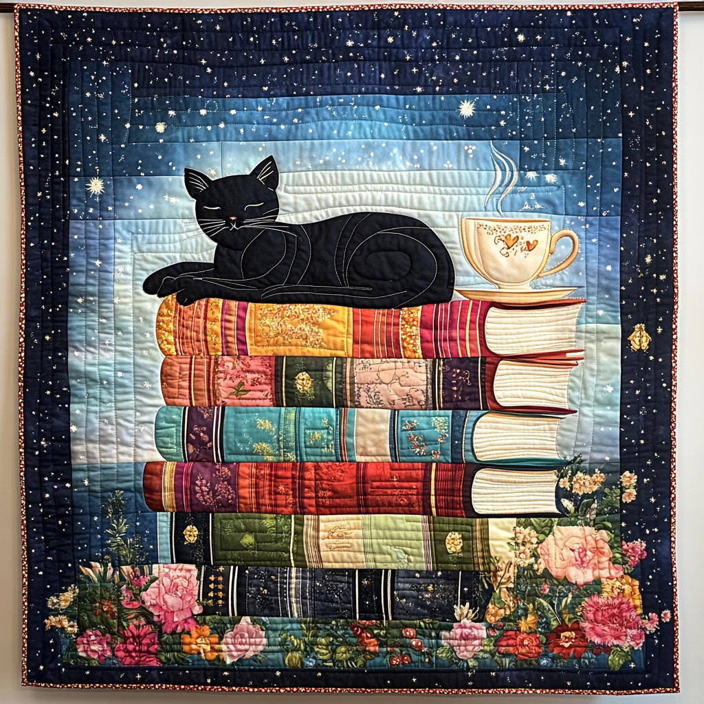 Feline Tranquility Quilted Blanket Novelty Gifts For Cat Lovers