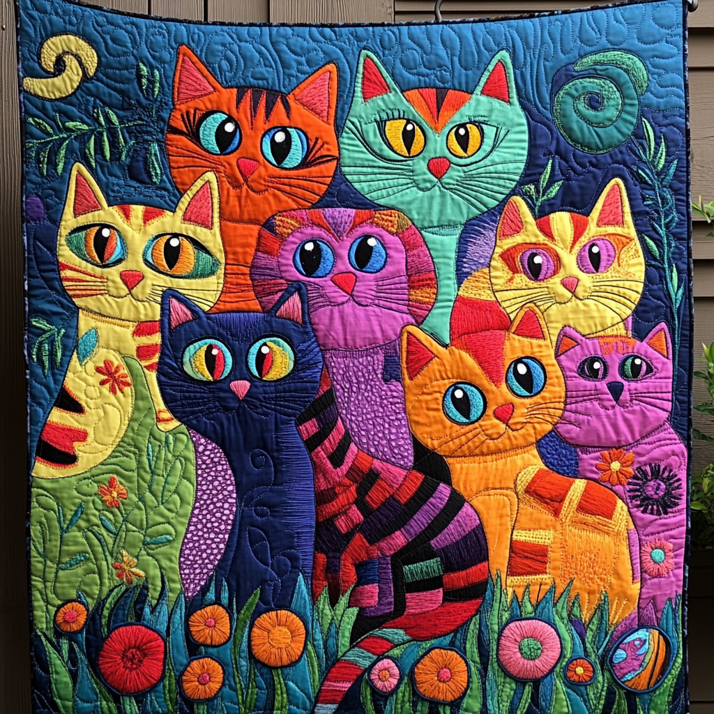 Feline Whispers Quilted Blanket Gifts For Cat Owners