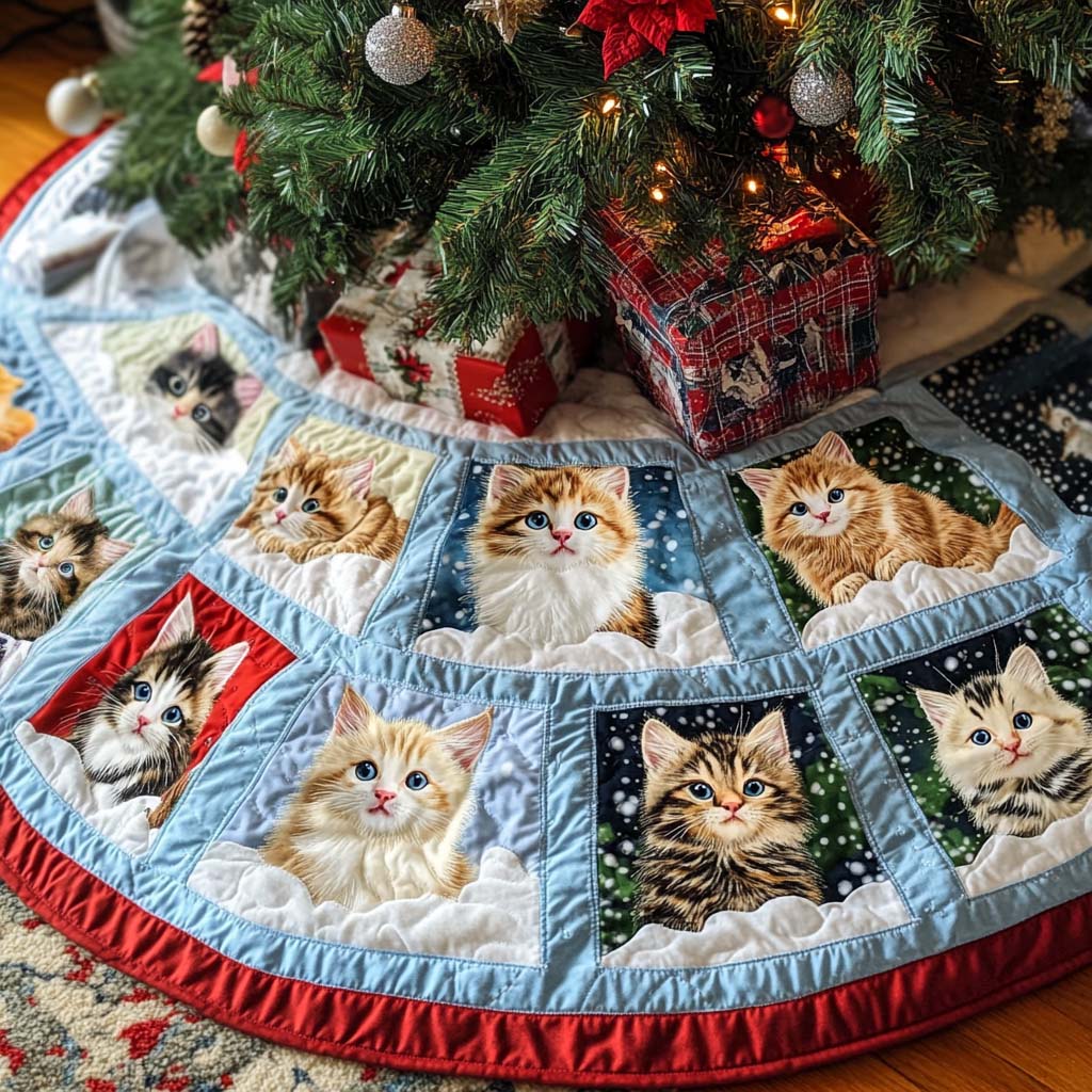 Felix The Festive Christmas Quilted Tree Skirt Stylish Quilted Tree Skirt to Complete Your Christmas Tree
