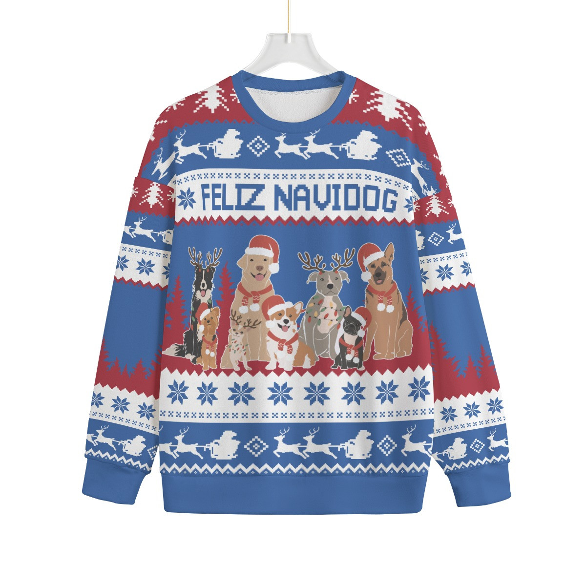 Feliz Navidad Dog Plus Size Christmas Sweater Men Popular Holiday Gift Merch for Everyone