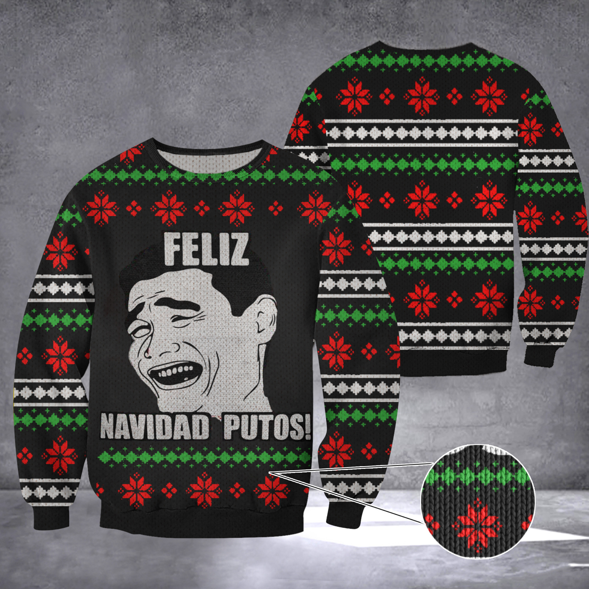 Feliz Navidad Putos Meme Ugly Christmas Sweater Funny Meme Xmas Sweater 2024 Gifts