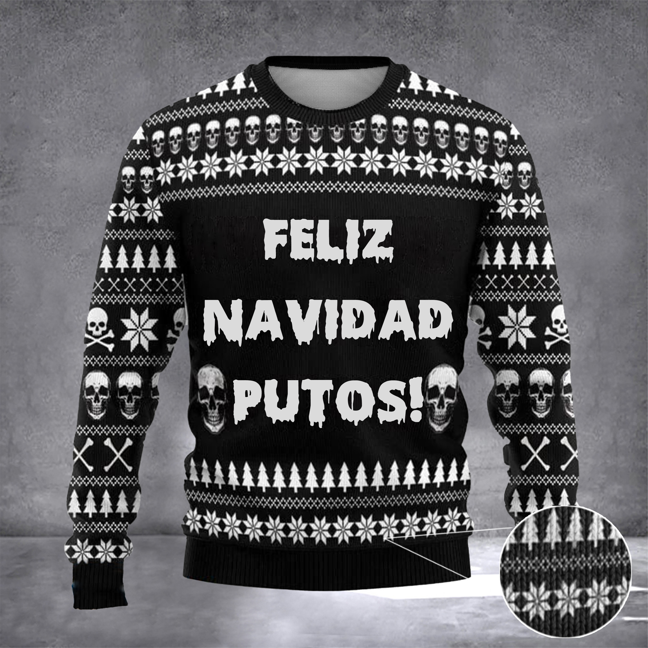 Feliz Navidad Putos Sweater Skull Ugly Christmas Sweater Gift For Mens