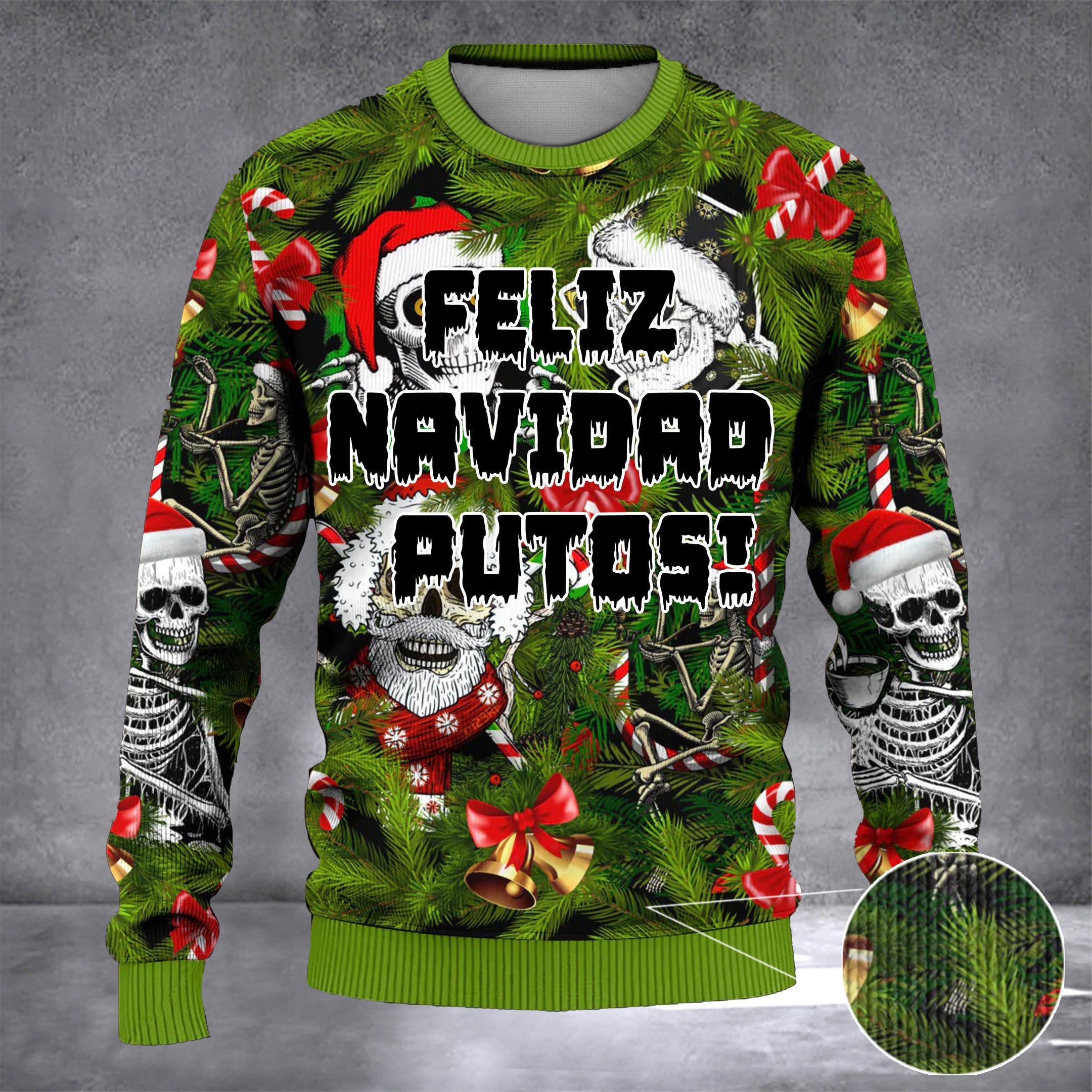 Feliz Navidad Putos Ugly Christmas Sweater Santa Skulls Xmas Sweater Feliz Navidad Clothing