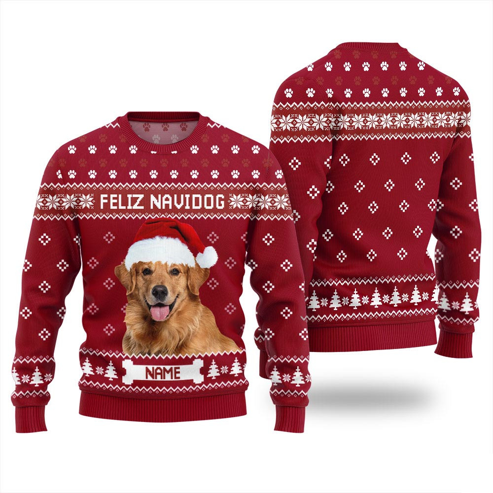 Feliz Navidog Custom Ugly Christmas Sweater Unique Christmas Gifts For Adults