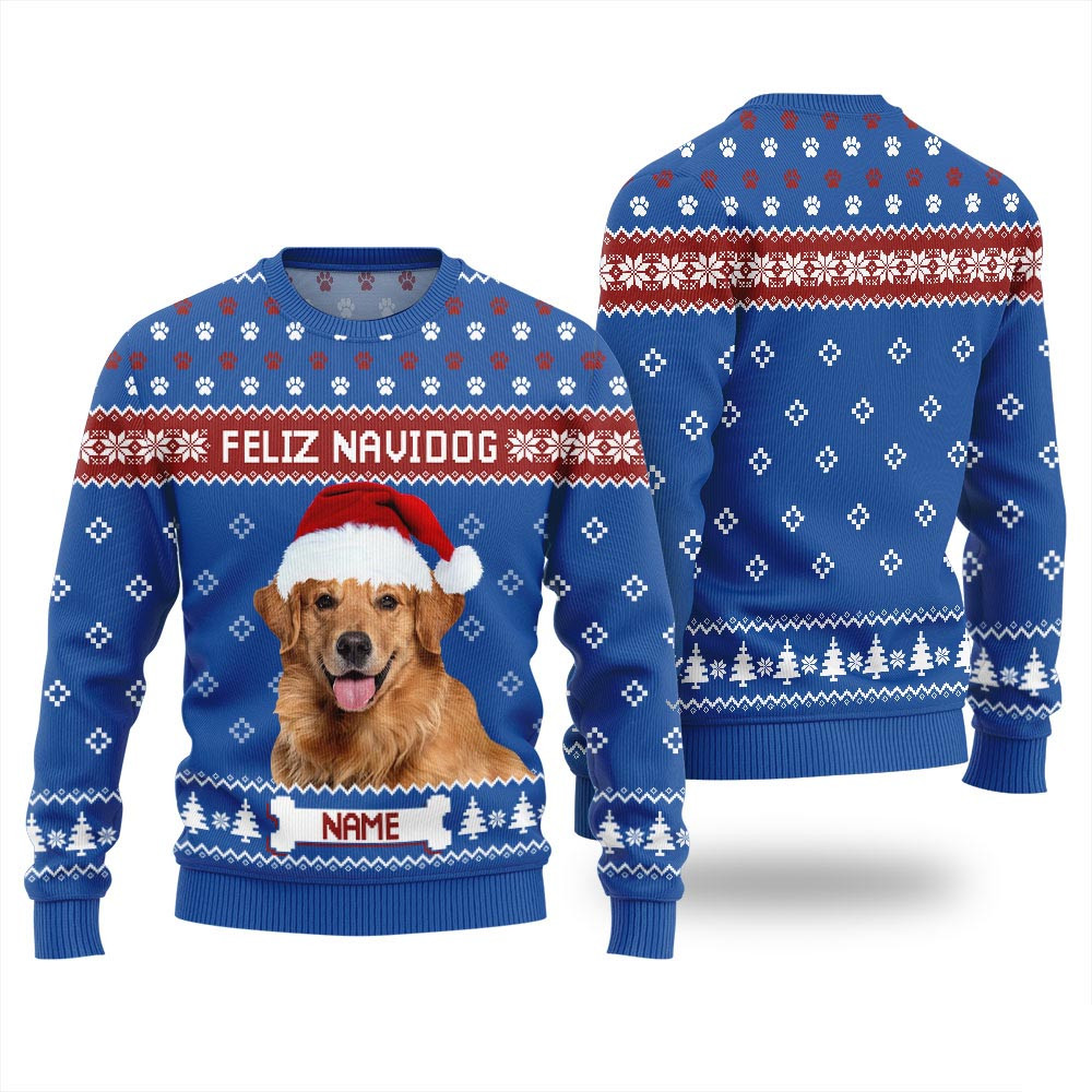 Feliz Navidog Custom Womens Ugly Christmas Sweater Christmas Ideas For Girlfriend