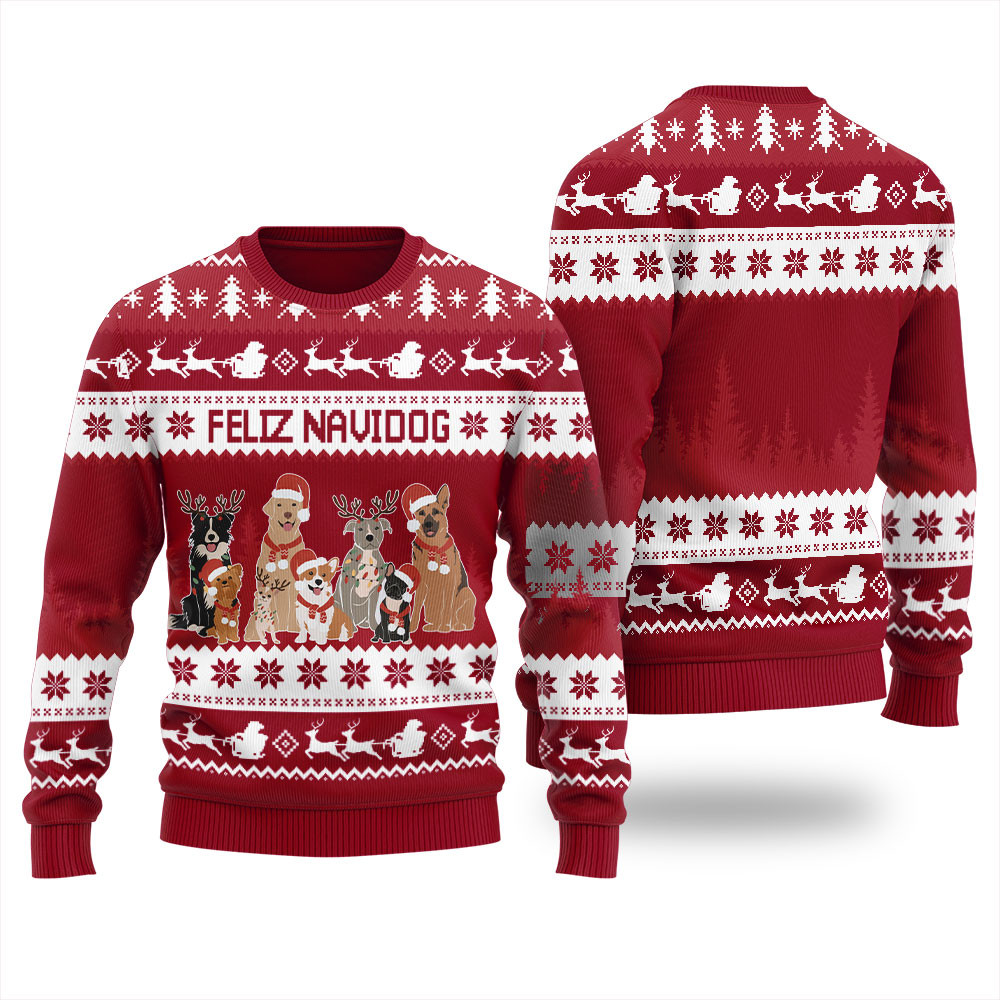 Feliz Navidog Mens Funny Christmas Sweater Exclusive Christmas Sweater Merch Gift Edition