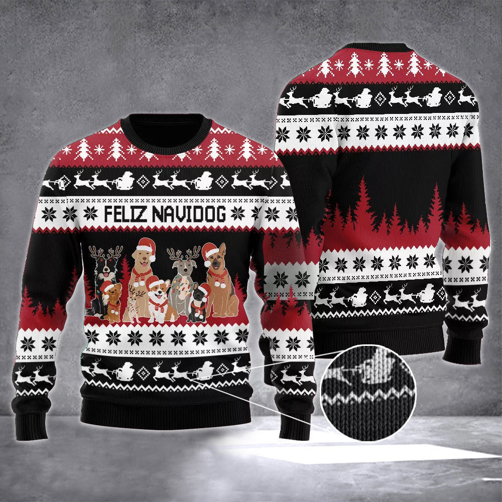 Feliz Navidog Ugly Christmas Sweater Mens Holiday Sweater Christmas Gifts For Dog Lovers Feliz Navidog Ugly Christmas Sweater Mens Holiday Sweater Christmas Gifts For Dog Lovers