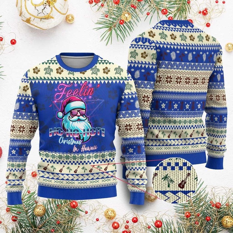 Fellin Ho Ho Hot Ugly Christmas Sweater Funny Santa Christmas Jumper Hawaiian Gifts