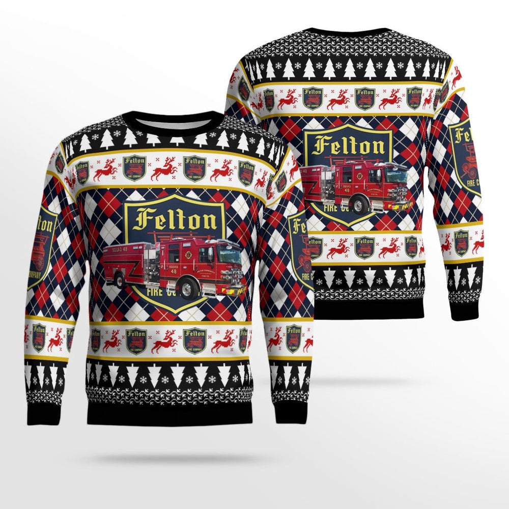 Felton Delaware Felton Community Fire Company Squad 48 Christmas Ugly Sweater Xmas Unisex Sweater Christmas Gifts For Men Women
