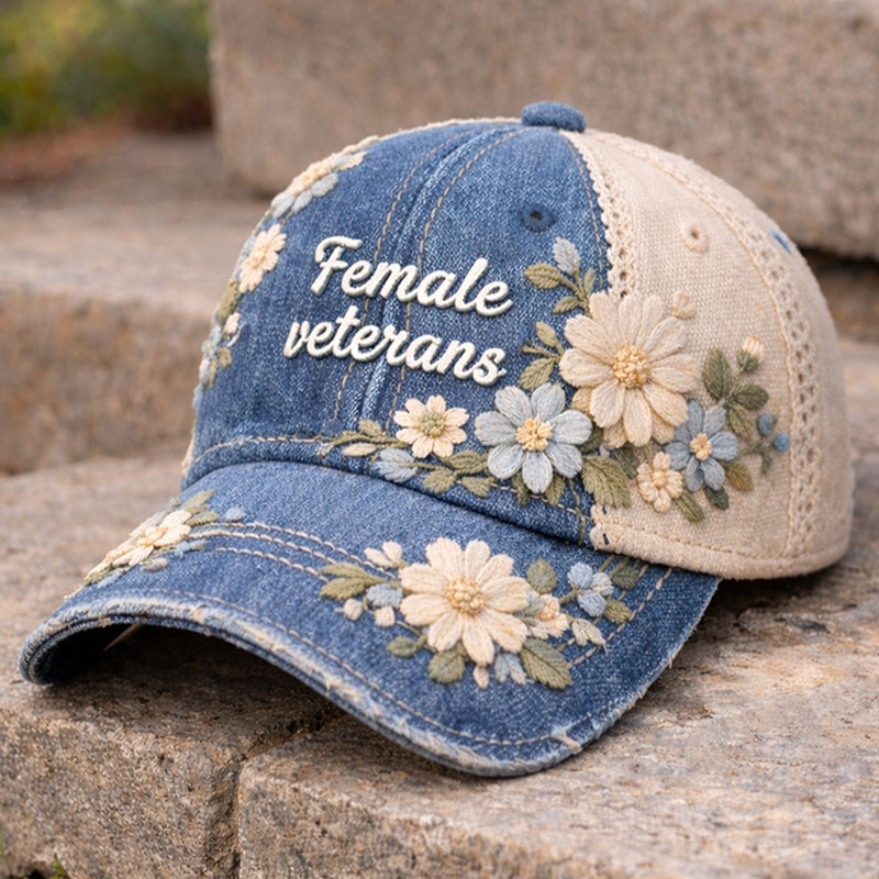 Female Veteran Floral Vintage Hat Veteran Themed Baseball Cap Military Gift For Mother