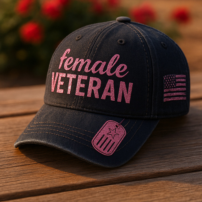 Female Veteran Hat DD 214 Man Card American Flag Cap Patriotic Gift Ideas