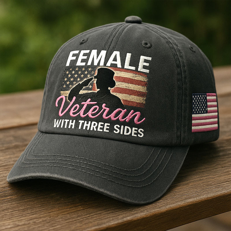 Female Veteran With Three Sides Hat Patriotic Women Veteran Cap Proud Gift Ideas