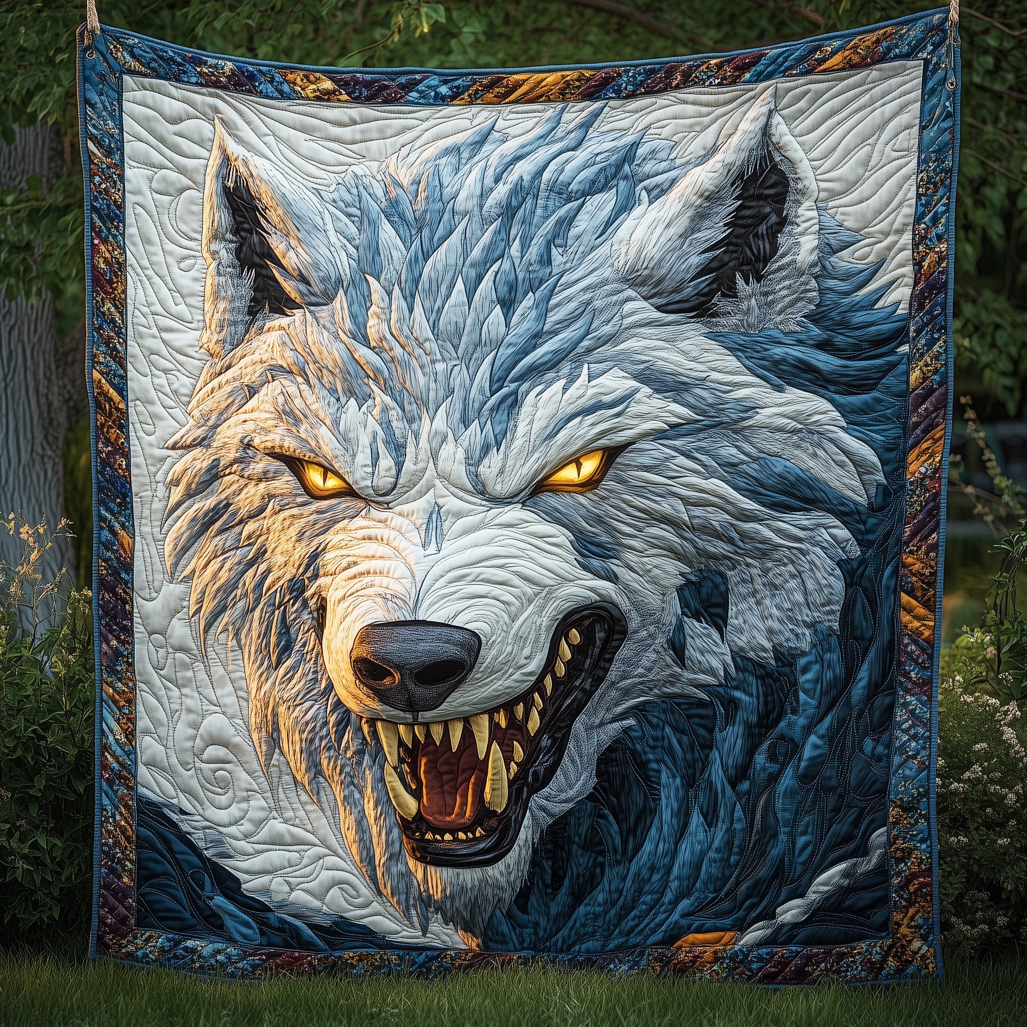 Fenrir the Destroyer Quilted Blanket Couch Throw BlanketGreat Wolf Christmas Gift