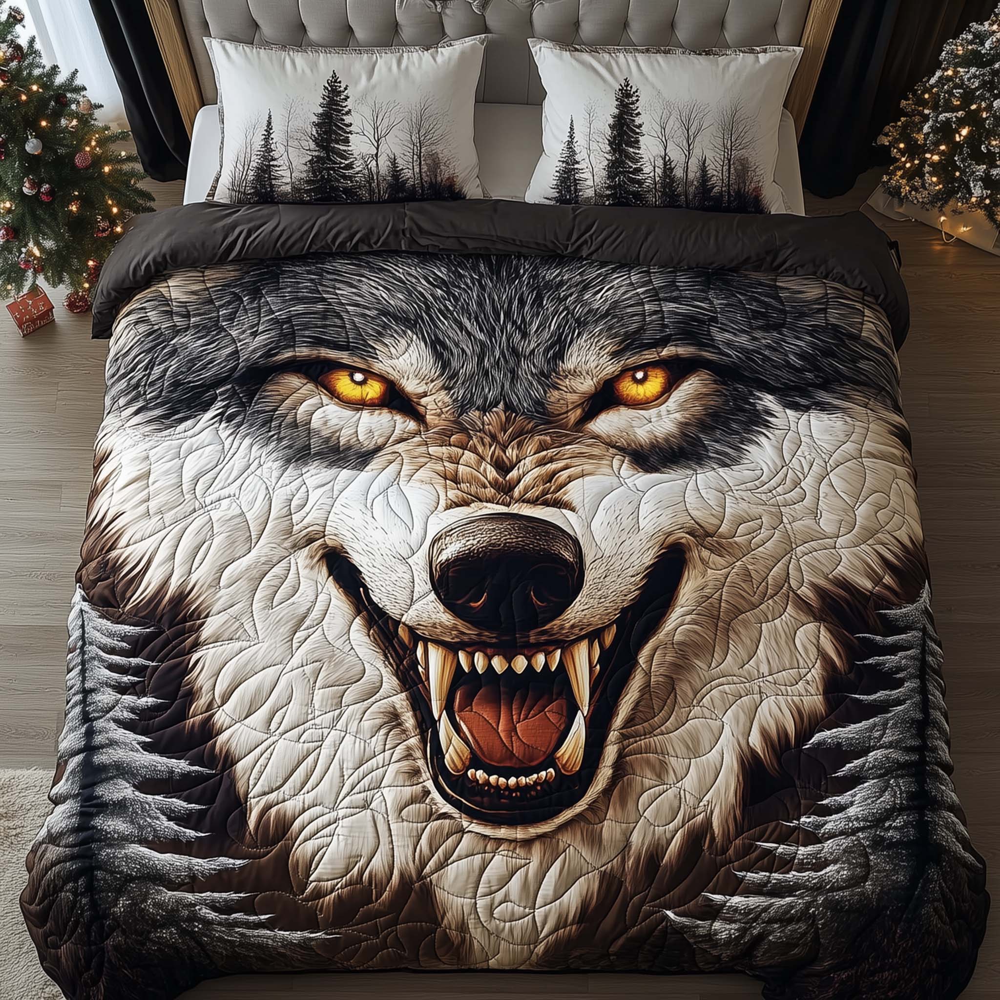 Feral Fury Quilted Bedding Set Wild Animal Bedroom Decor Bold Gift For Him