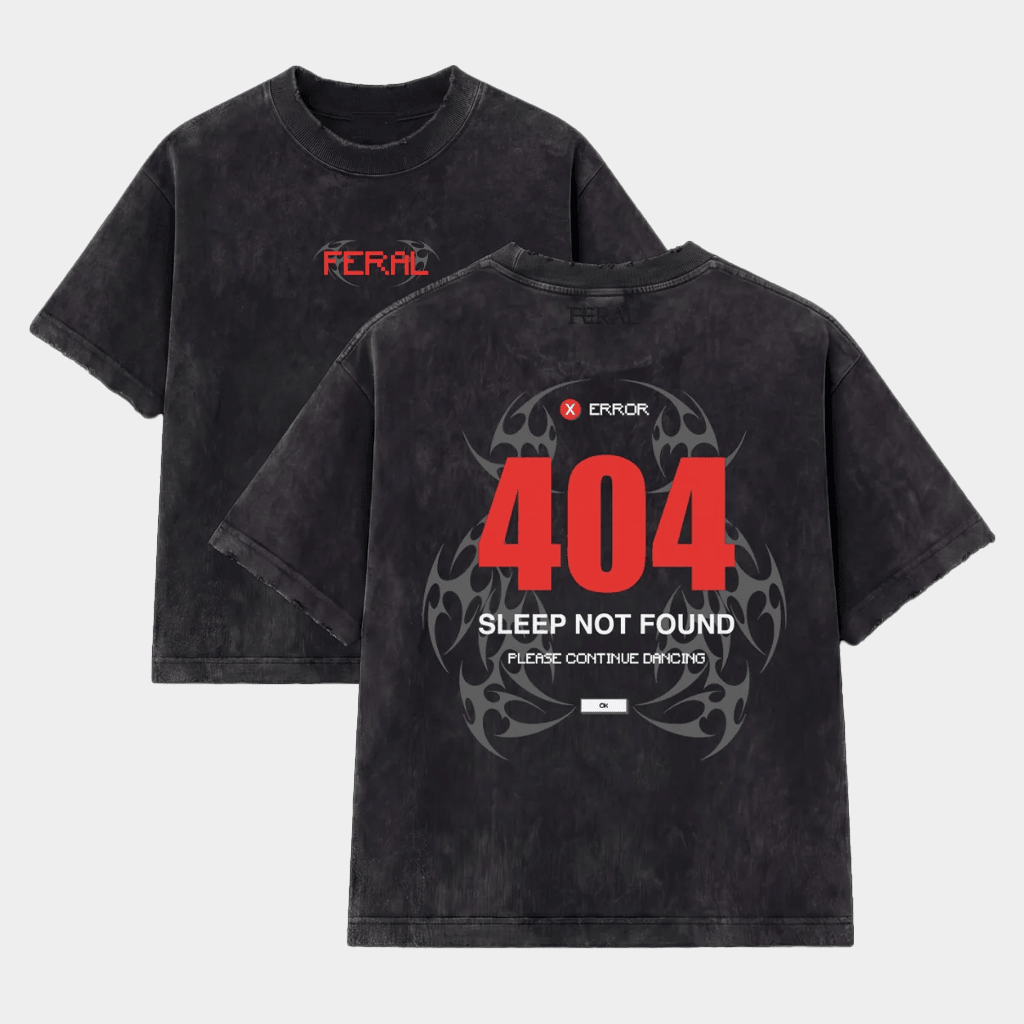 Feral Merch 404 Sleep Not Found Wash T-Shirt Birthday Gifts For Friends