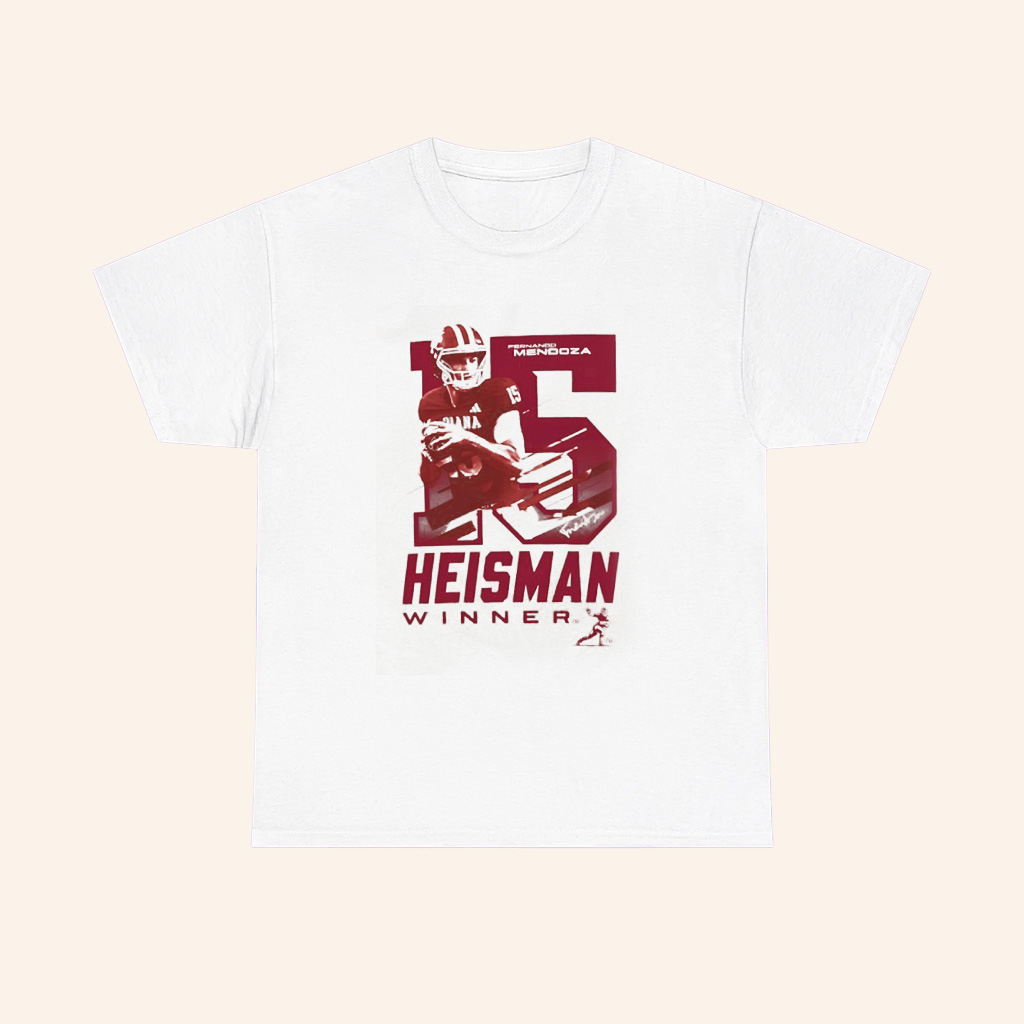 Fernando Mendoza 15 Indiana Hoosiers 2025 Heisman Winner Trophy T Shirt