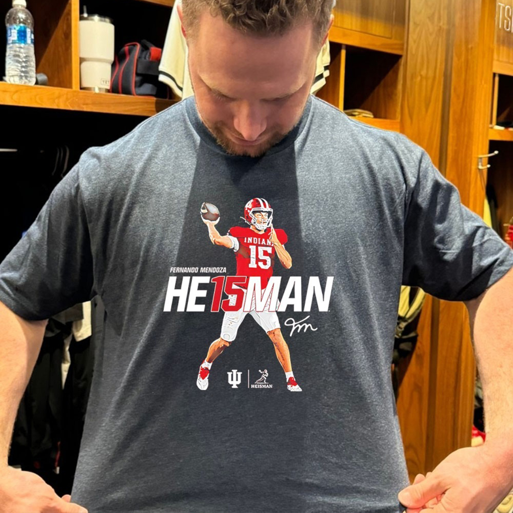 Fernando Mendoza Indiana Hoosiers 2025 Heisman Trophy Winner Stance T Shirt