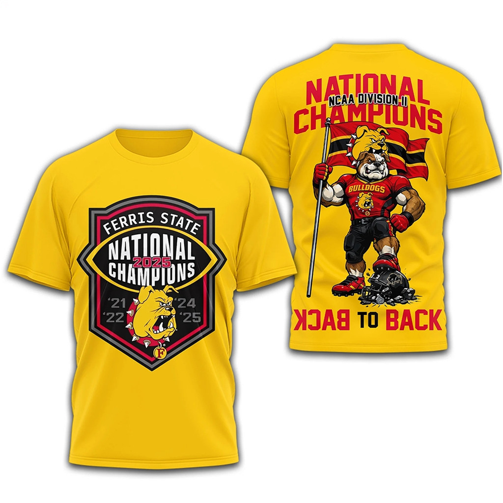 Ferris State Football Merch NCAA Division II Champions Shirt 2025 Gifts For Football Fans