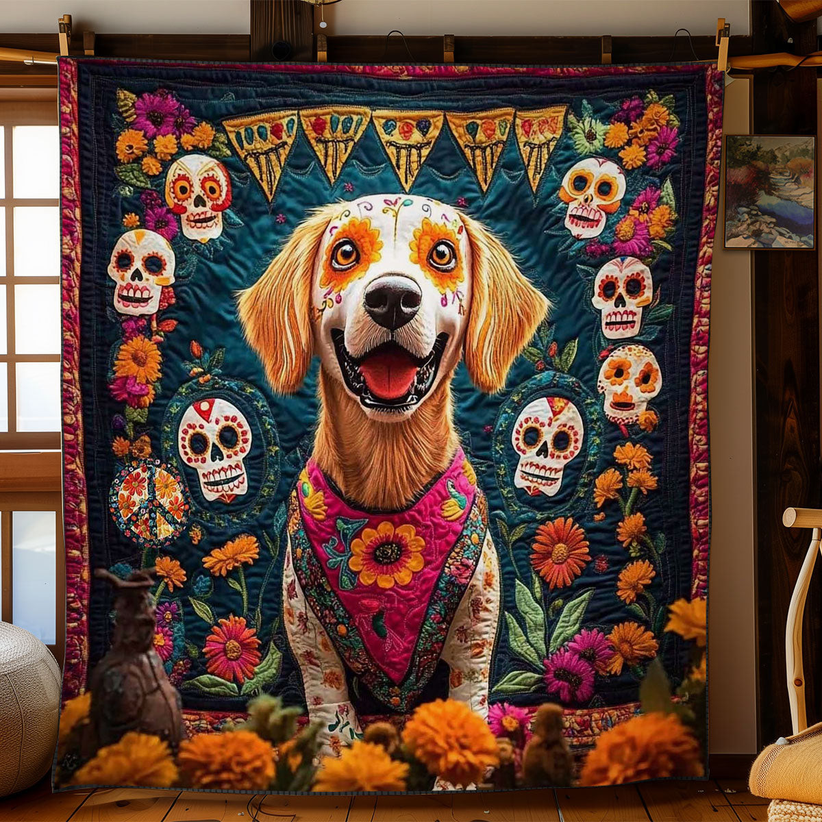 Festival Of Golden Souls Holiday Christmas Quilt Blanket Father Daughter Presents