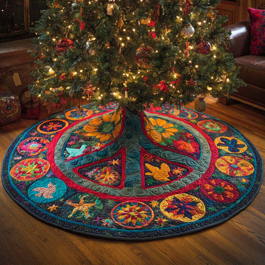 Festival of Peace Quilted Tree Skirt Xmas Decorations Inside House Family Christmas Presents