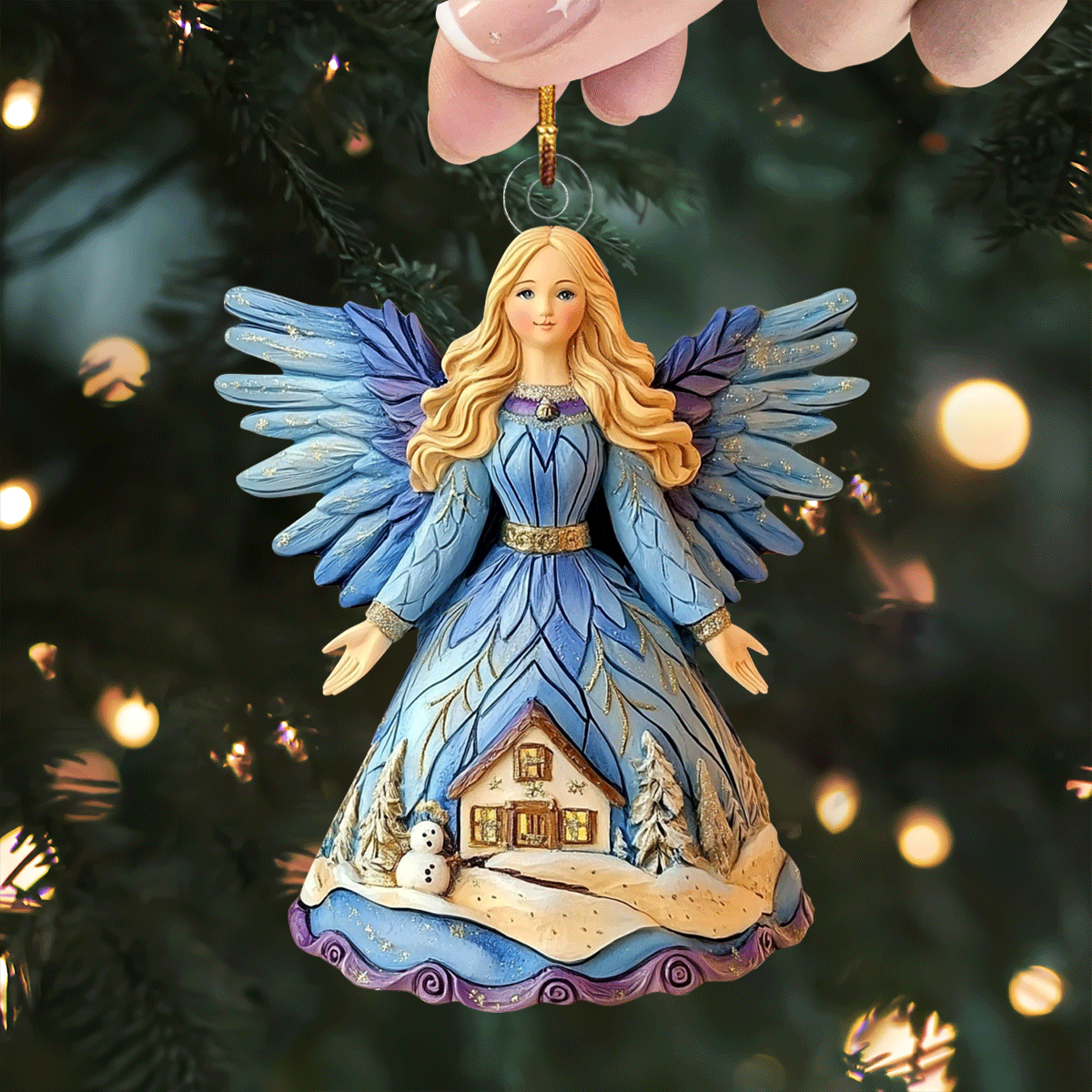 Festive Angel Delight Mica Ornament