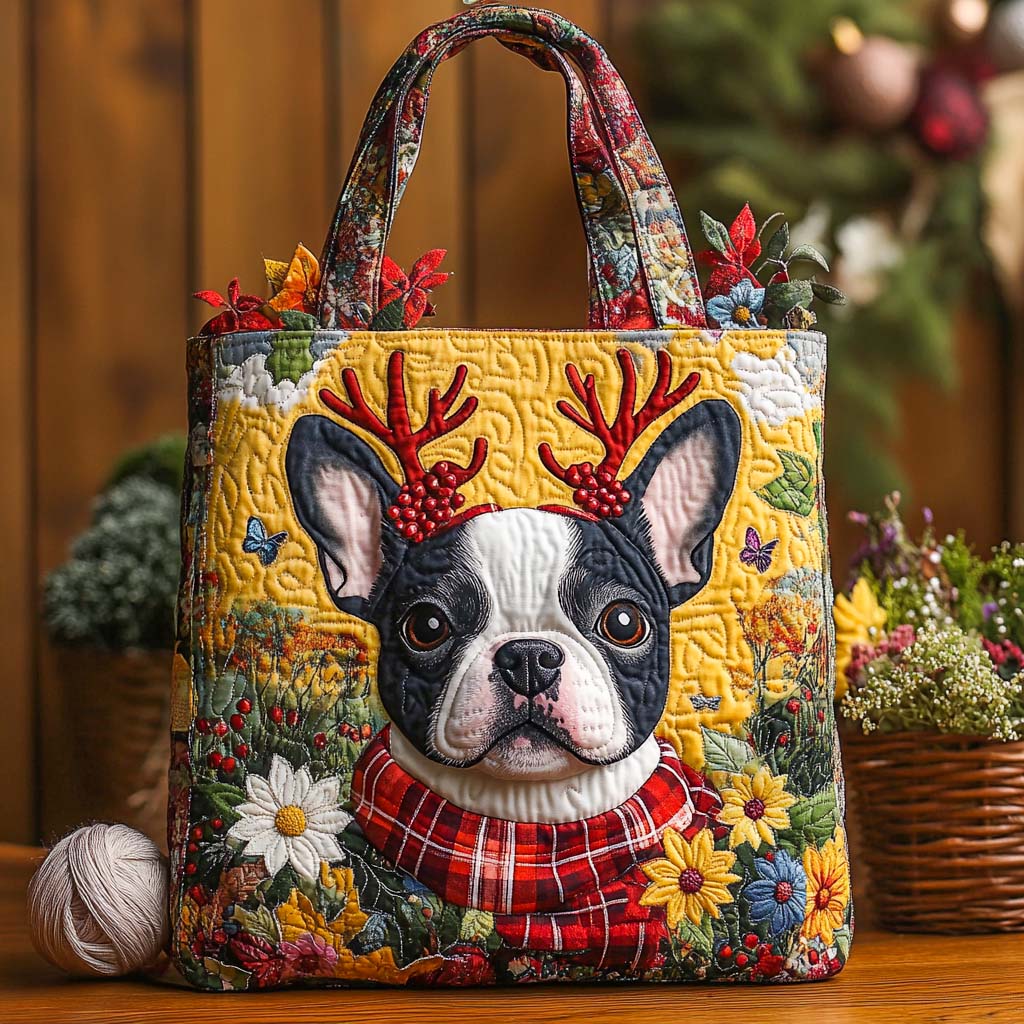 Festive Antler Quilted Tote Bag Best Dog Lovers Gifts For Him Her