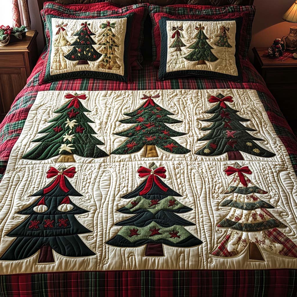 Festive Applique Quilted Bedding Set Bedspreads King Holiday Cheer Gift For Sister