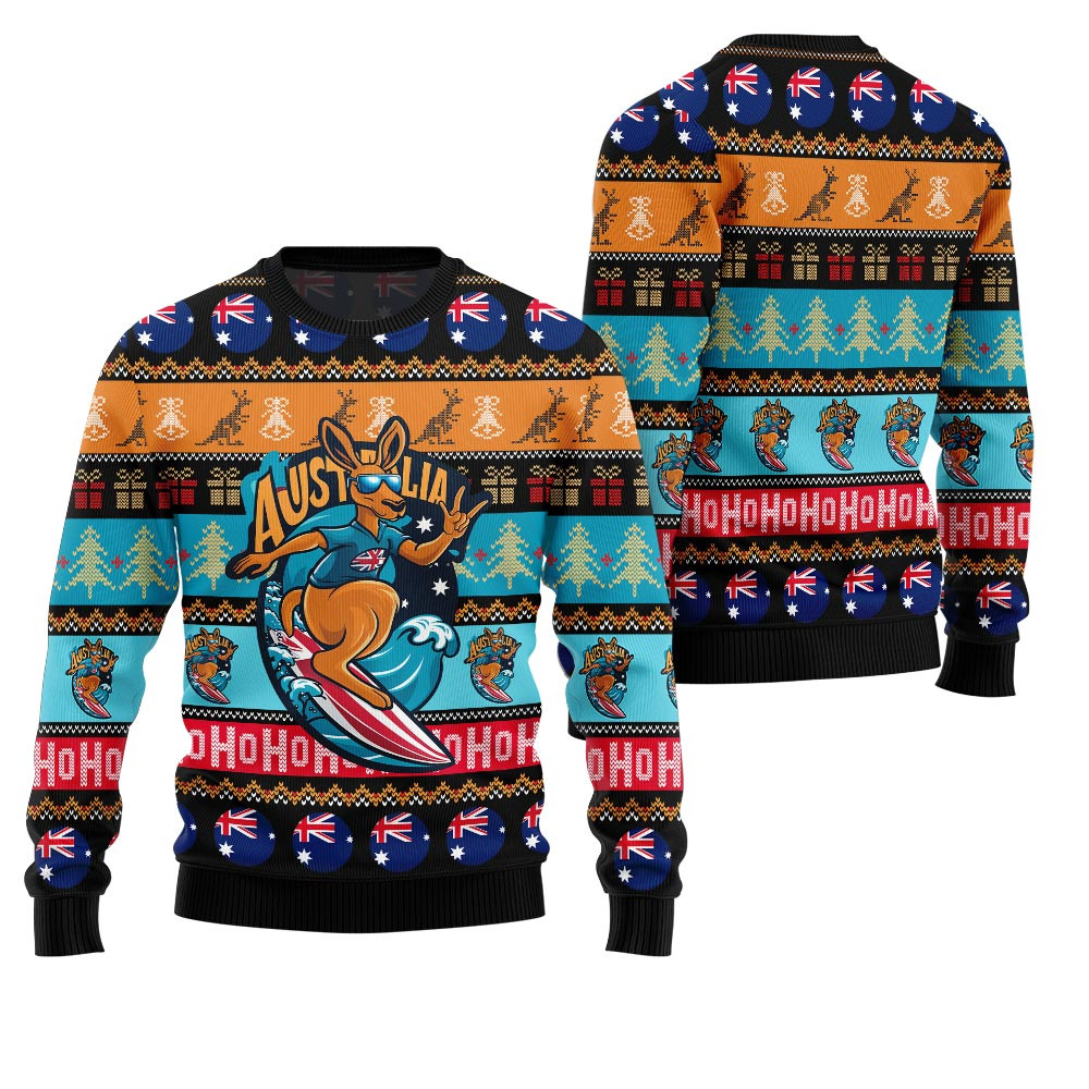 Festive Australia Kangaroo Holiday Jumper Ugly Christmas Sweater Thoughtful Winter Gift Merch for Special Moments