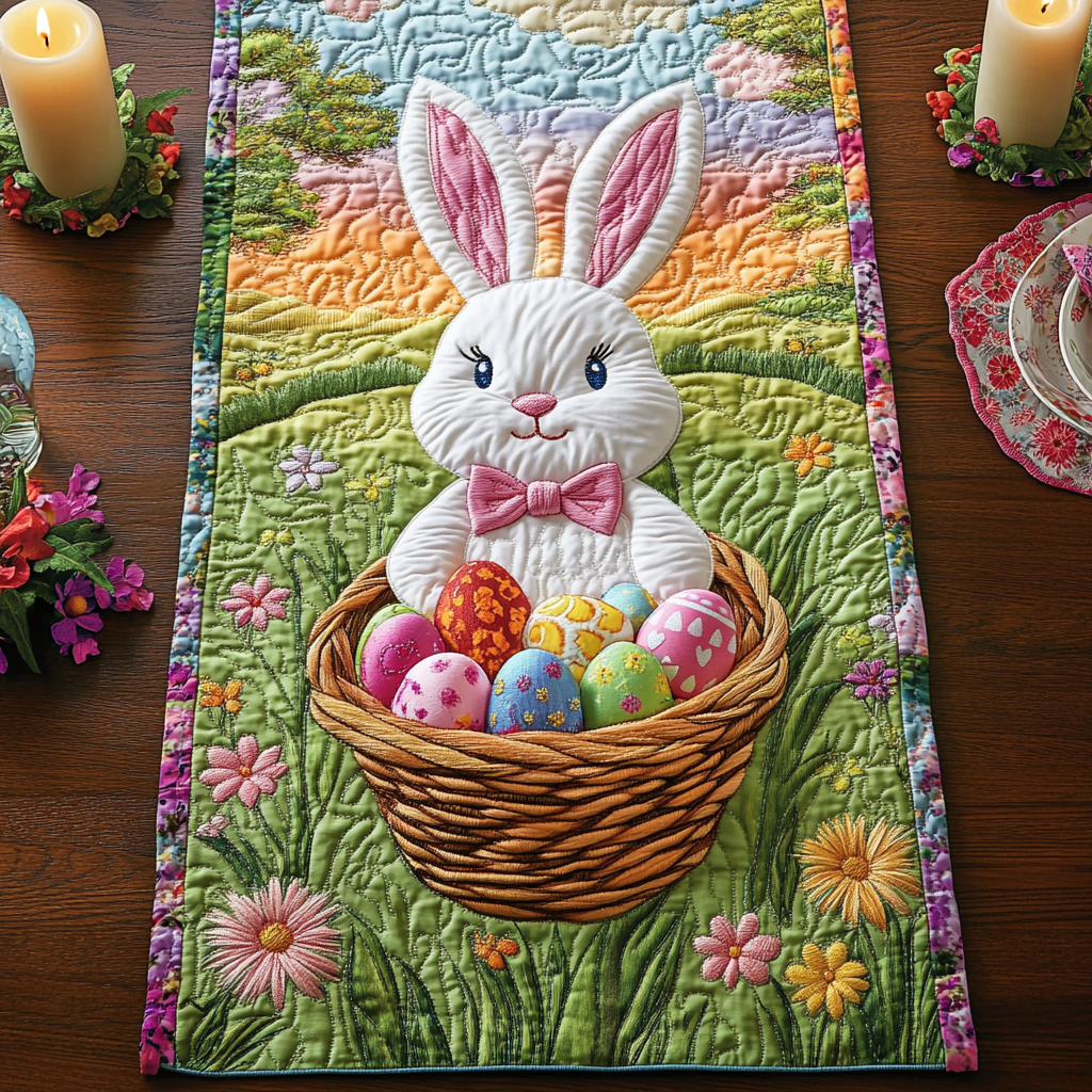 Festive Bloom Quilted Table Runner Elegant Easter Table Decor Gift For Coworker