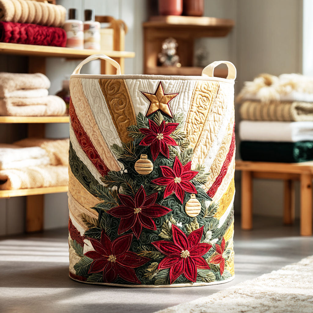 Festive Bloom Starburst Quilted Laundry Basket Merch For Family Time