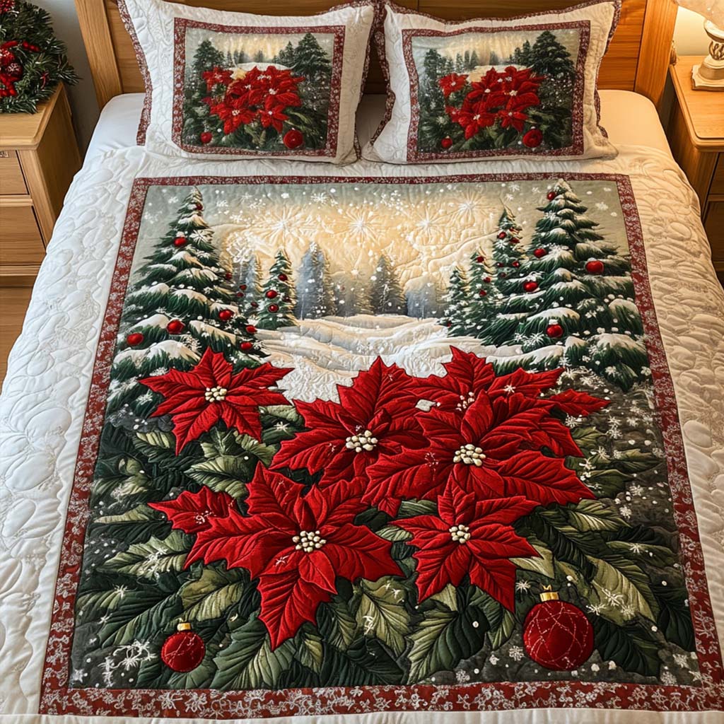 Festive Blossom Quilted Bedding Set Christmas Bedding King Father Son Christmas Gifts