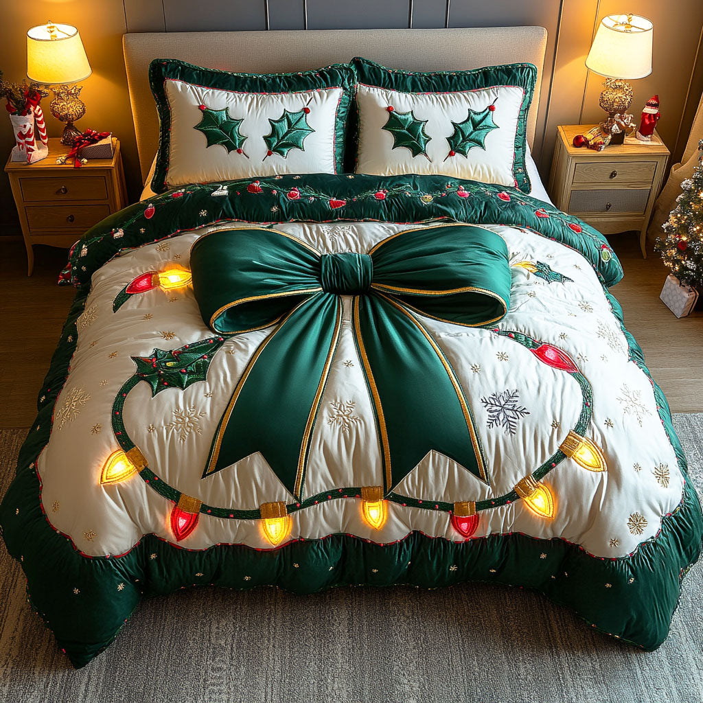 Festive Bow Quilted Bedding Set Best Holiday Duvet Covers Christmas Giving Ideas For Families