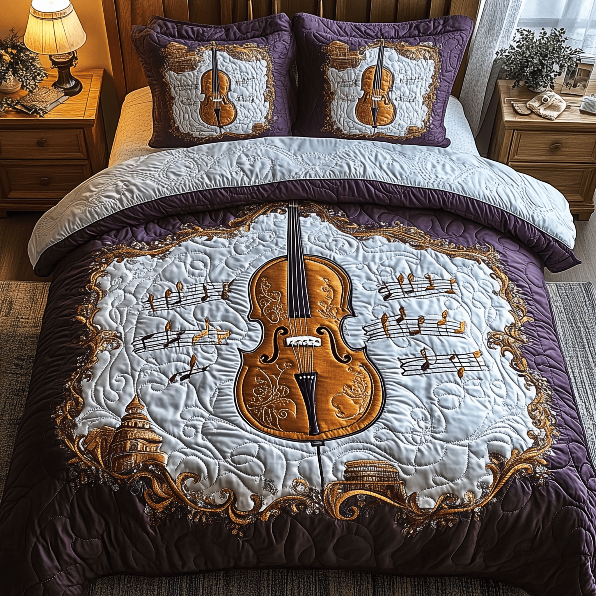 Festive Cello Quilted Bedding Set Christmas Bedding Set Gift Experiences For Couples