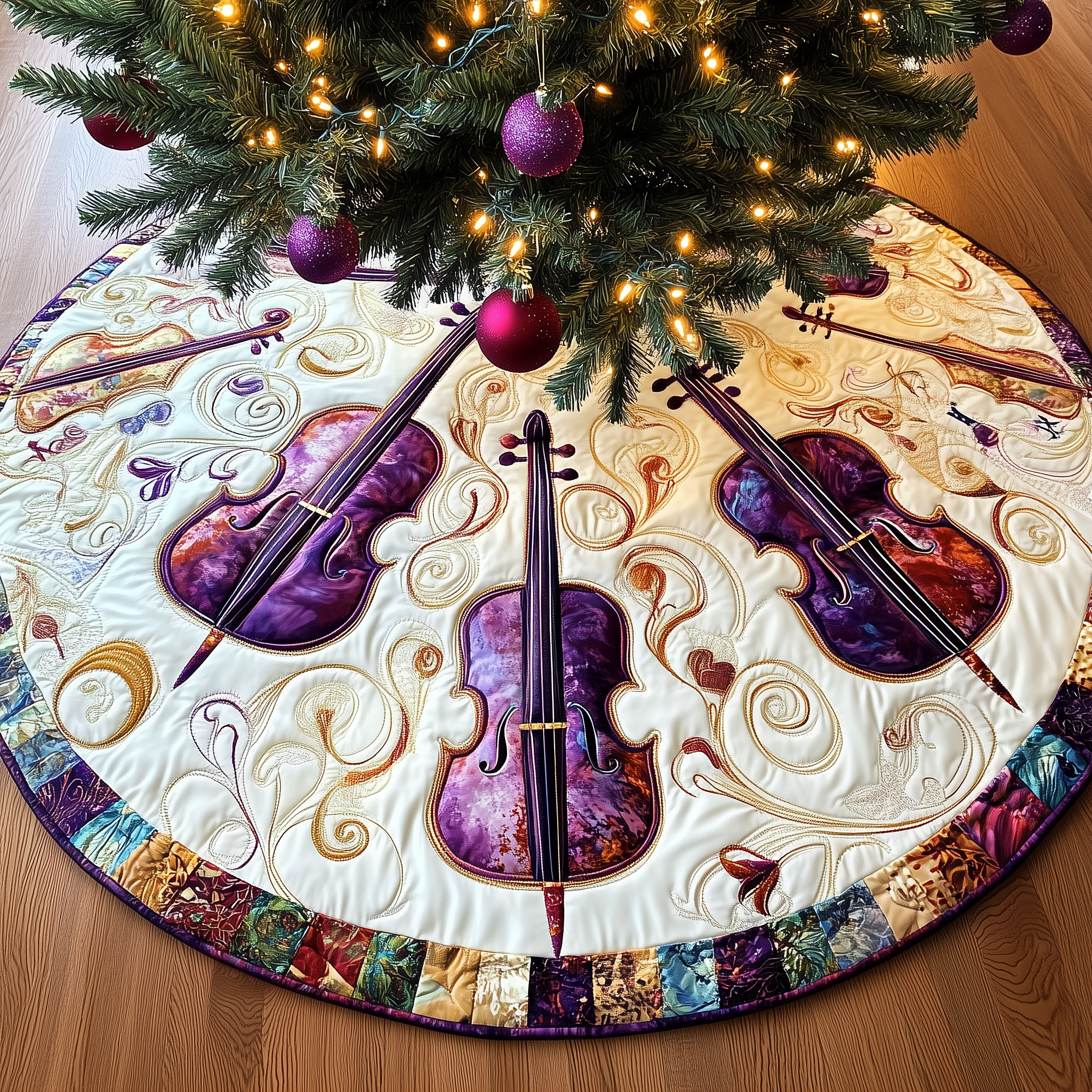 Festive Cello Quilted Tree Skirt Best New Year Gift Merch