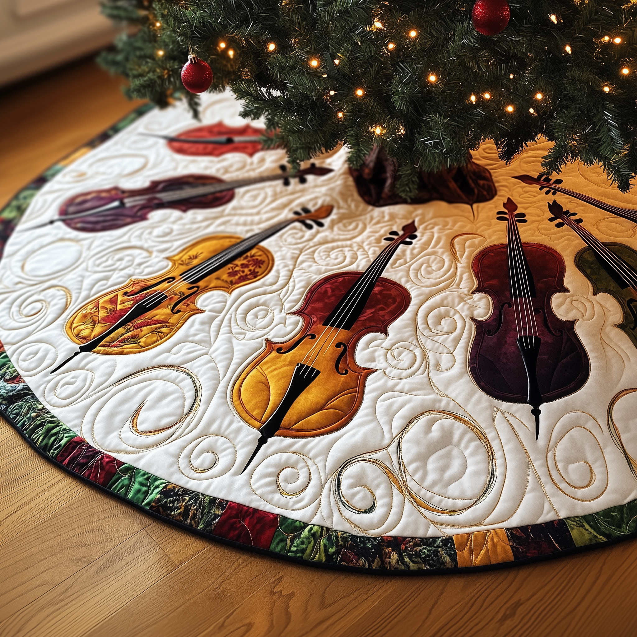 Festive Cello Quilted Tree Skirt Meaningful Anniversary Gift Merch