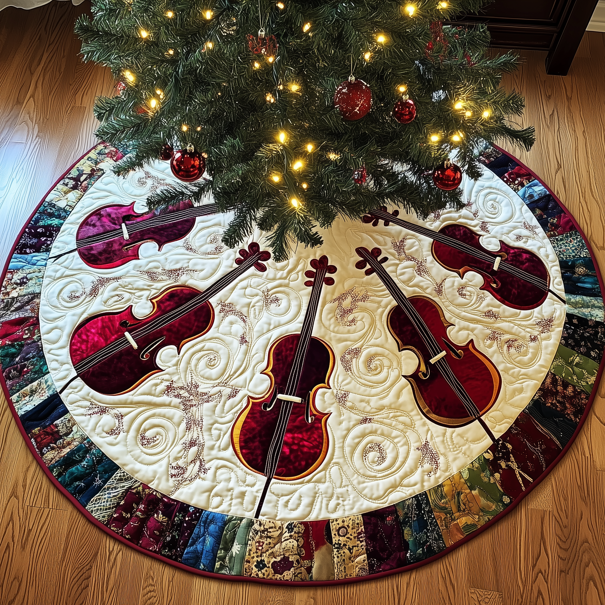 Festive Cello Quilted Tree Skirt Memorable Graduation Gift Merch