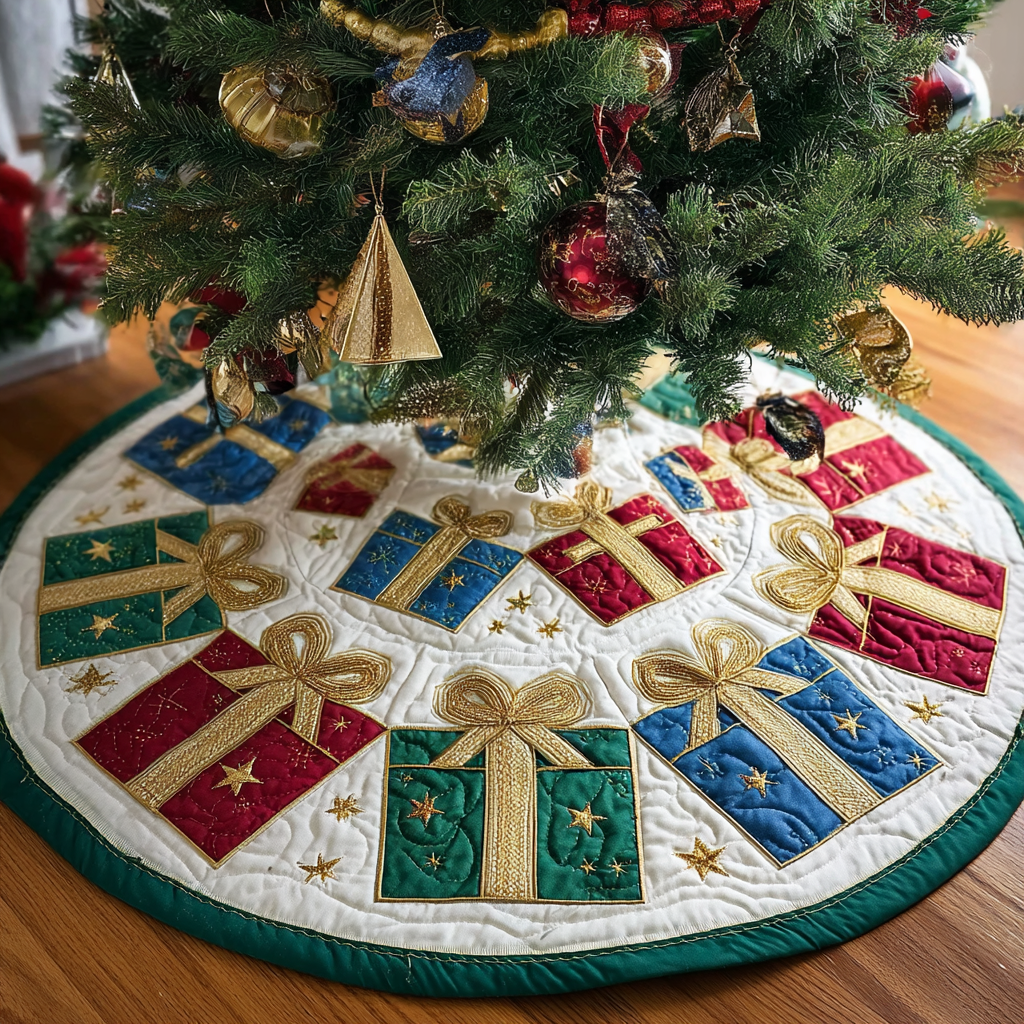 Festive Charm Christmas Quilted Tree Skirt Winter Decor Good Christmas Gifts