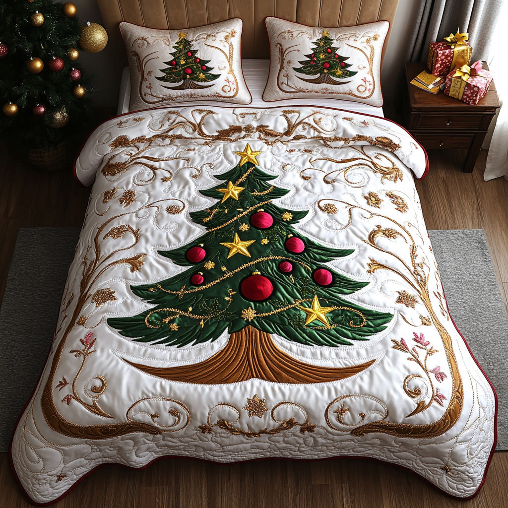 Festive Charm Quilted Bedding Set Holiday Season Duvet Cover Set Christmas Presents For Her