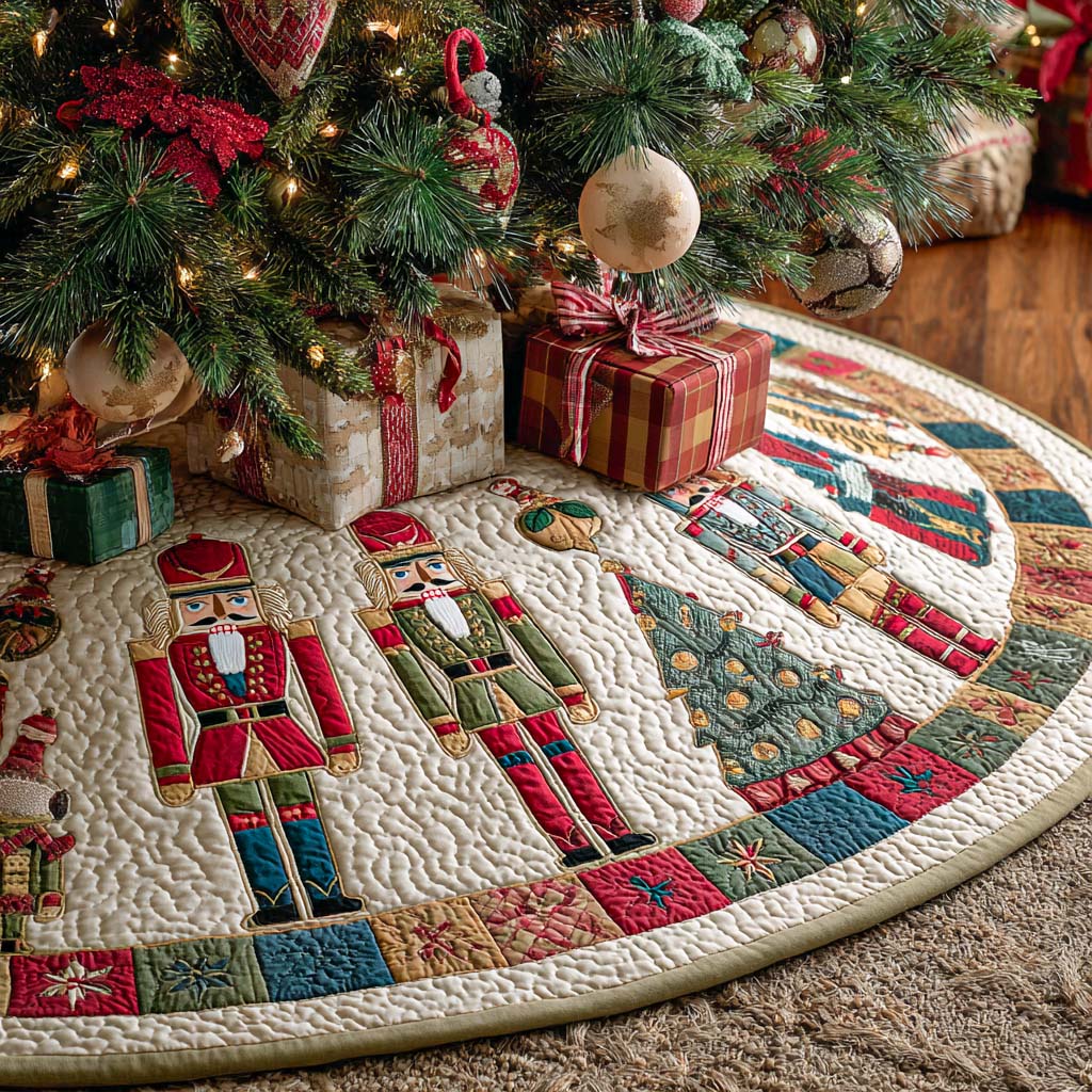 Festive Cheer Christmas Quilted Tree Skirt Warm and Soft Christmas Tree Skirt for Winter