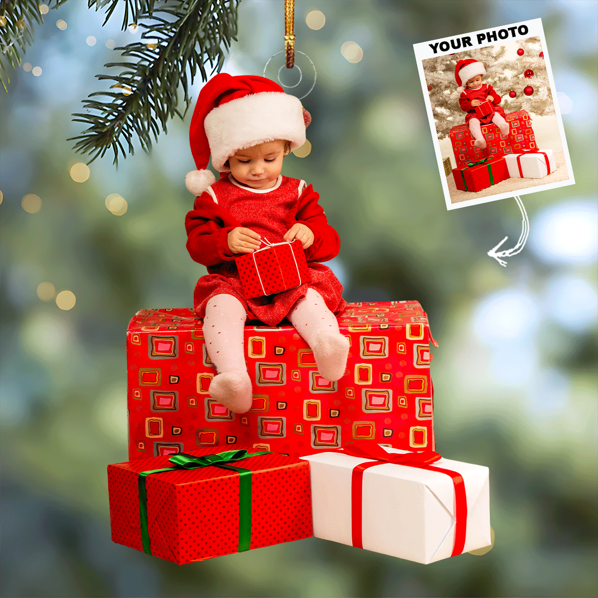 Festive Cheer Personalized Photo Mica Ornament Gift For Family Family Members