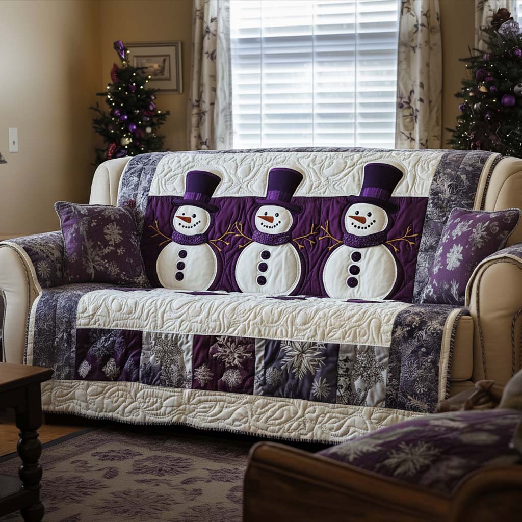 Festive Cheer Quilted Sofa Cover Living Room Winter Decor Good Gifts For Grandma